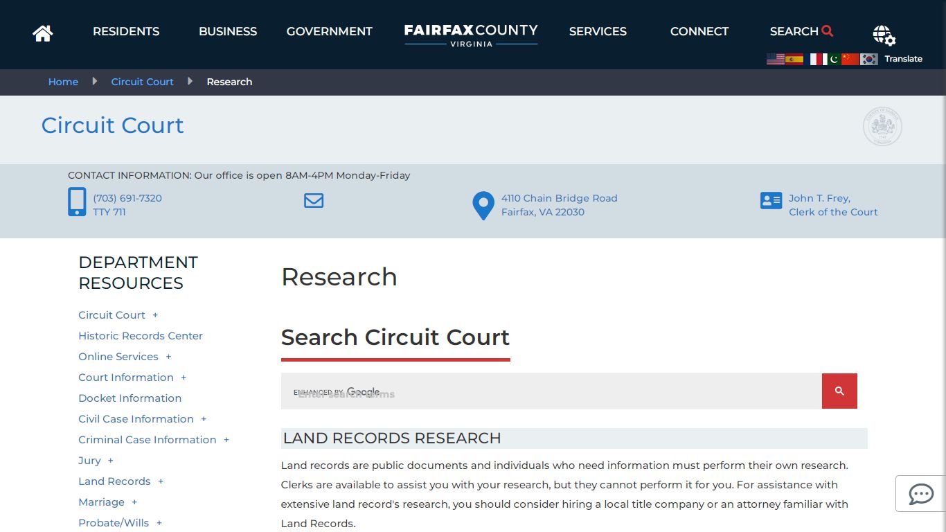 Research | Circuit Court - Fairfax County, Virginia