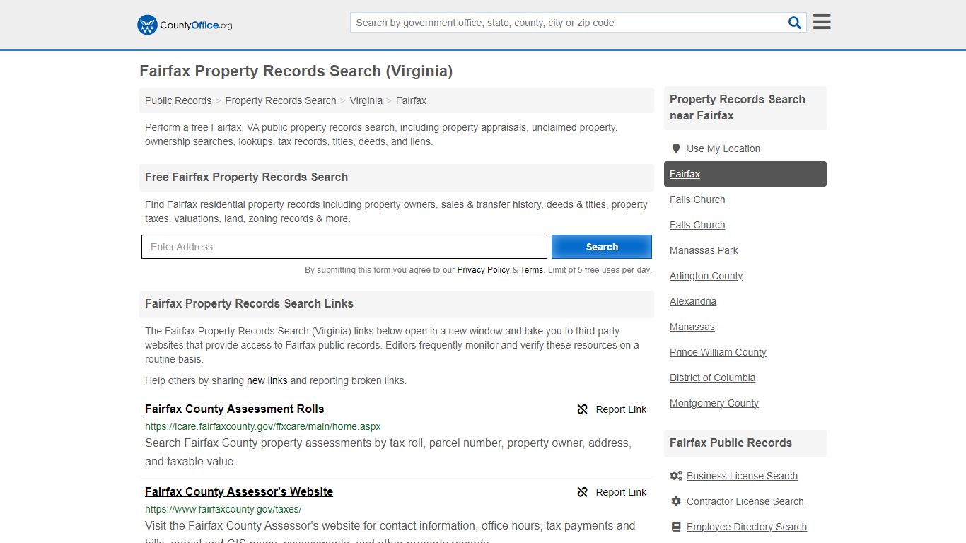 Fairfax Property Records Search (Virginia) - County Office