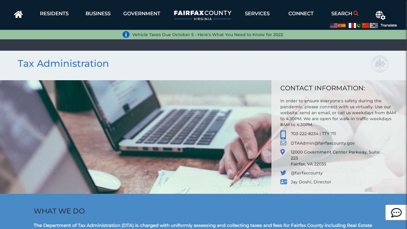 Department Homepage | Tax Administration - Fairfax County, Virginia
